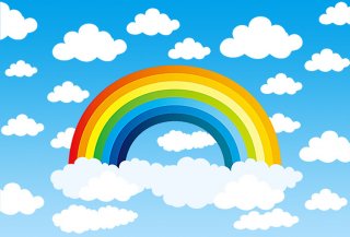 Rainbow Photography Backdrops for Photo Studio Blue Sky White Clouds Photo Booth Background for Kids Party