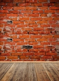 Red Brick Wall Wooden Floor Photography Backdrop Seamless Vinyl Wood Background for Photo Booth Art Studio Computer Printed