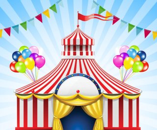 Red Carnival Circus Photography Backdrop Ballowns Photo Background for Kids Birthday Party Decor Vinyl Fabric