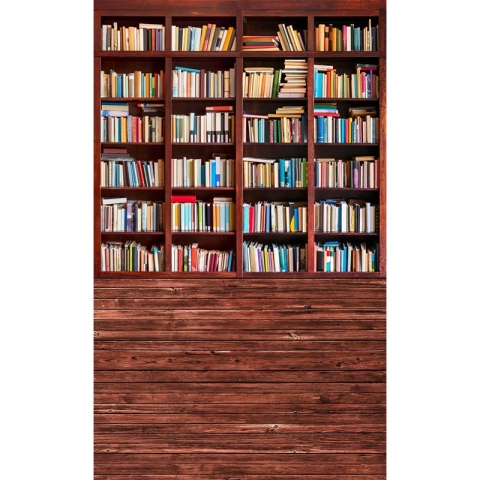 Red Wood Floor Bookcase photography Backdrop Bookshelf Library Photo Background for Photo Studio Room Decoretion