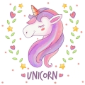 Unicorn Photography Backdrop Gold Little Stars Pink Heart White Background Children Birthday Party Photocall