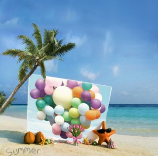 Summer Theme Vinyl Photography Backdrop Seaside Beach Ocean Coconut Tree Solarium Background Children Backdrops