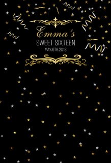 Sweet sixteen 16 Birthday Party Backdrop Custom Gold Stars Photography Background Vinyl Fabric