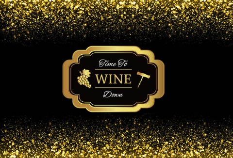 Time To Wine Down Party Backdrop Black Gold Glitter Birthday Party Celebration Table Dessert Backgrounds 7x5FT Vinyl