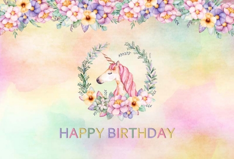 Vinyl Photography Backdrop Happy Birthday Unicorn Dream Children Background for Baby Shower Photo Studio Props