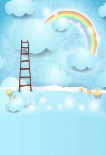 Vinyl Photography Background Rainbow Backdrop Wooden Ladder and Clouds Custom Children Birthday Backdrops for Photography Studio