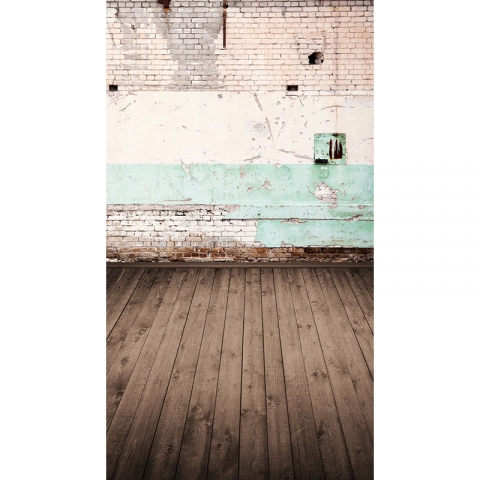 Vinyl Wood Floor Brick Wall Photography Background Old Broken Outdoor Switch Children Backdrop for Photo Studio