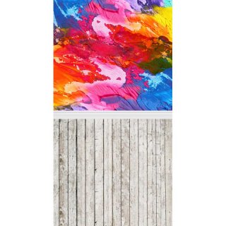 Watercolor Painting with Wood Floor Photography Backdrops Wooden Background for Kids Birthday Studio Props