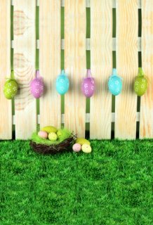 Wood Fence Photography Backdrops for Photo Studio Easter Green Grass Background for Photo Booth