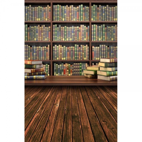 Wood Floor Bookcase photography Backdrop Bookshelf Library Photo Background for Photo Studio Room Decoretion